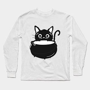 Halloween Witchy Black Cat Long Sleeve T-Shirt